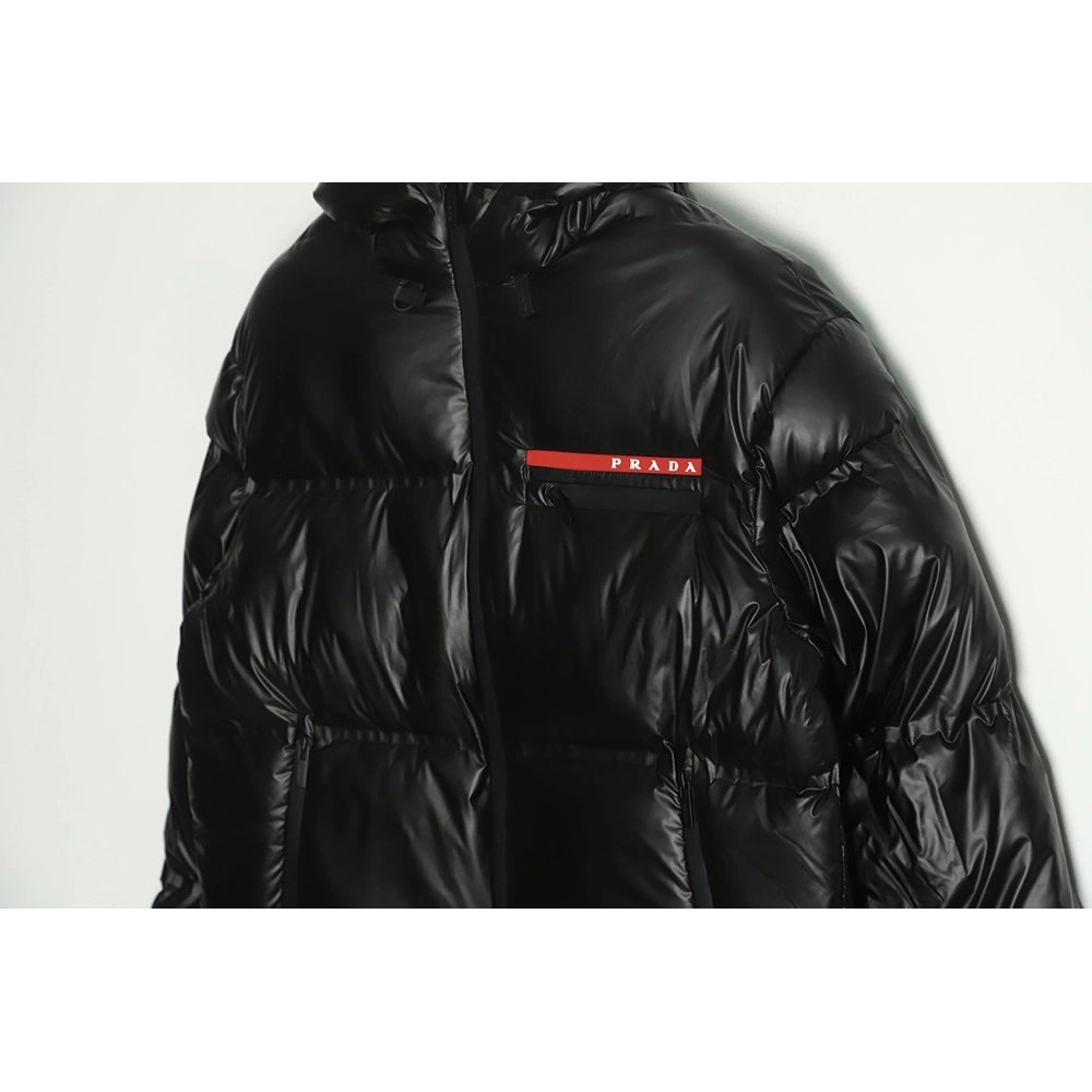 Prada 21Fw red stripe logo down jacket,Prada Jacket,Jacket,APPAREL