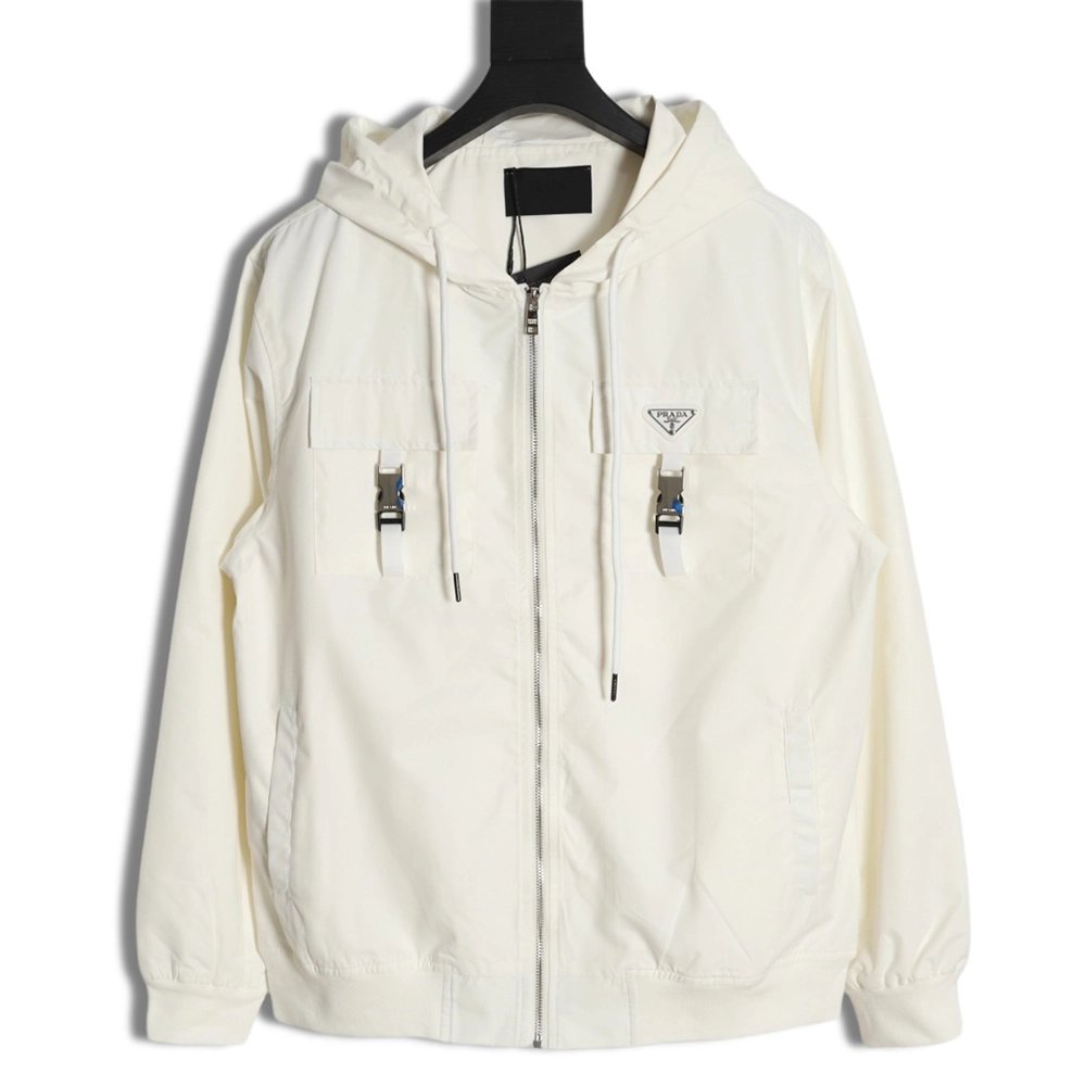 Prada 23Fw metal lock functional hooded jacket,Prada Jacket,Jacket,APPAREL