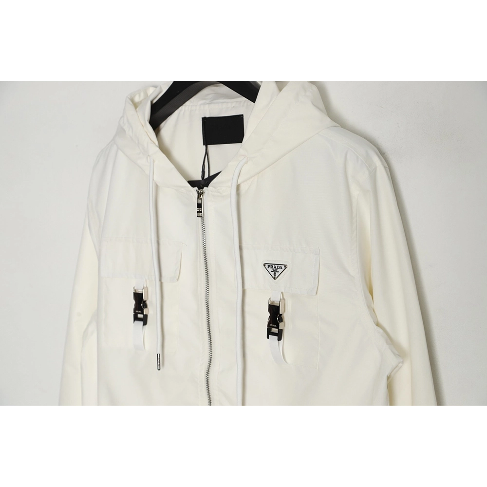 Prada 23Fw metal lock functional hooded jacket,Prada Jacket,Jacket,APPAREL