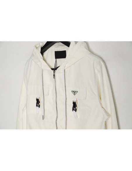 Prada 23Fw metal lock functional hooded jacket,Prada Jacket,Jacket,APPAREL