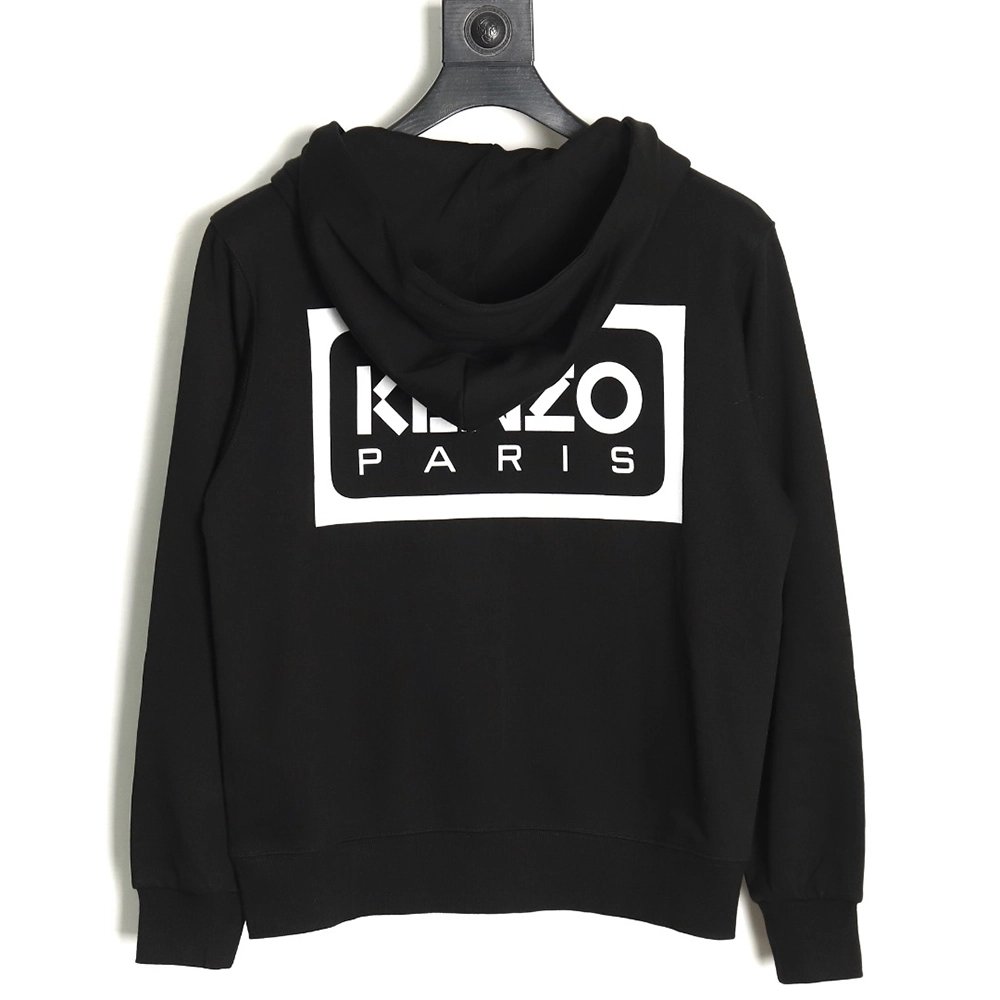 Kenzo black and white lettering zipup hooded jacket,Kenzo Jacket,Jacket,APPAREL