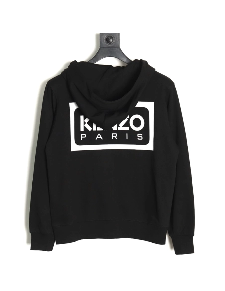 Kenzo black and white lettering zipup hooded jacket,Kenzo Jacket,Jacket,APPAREL