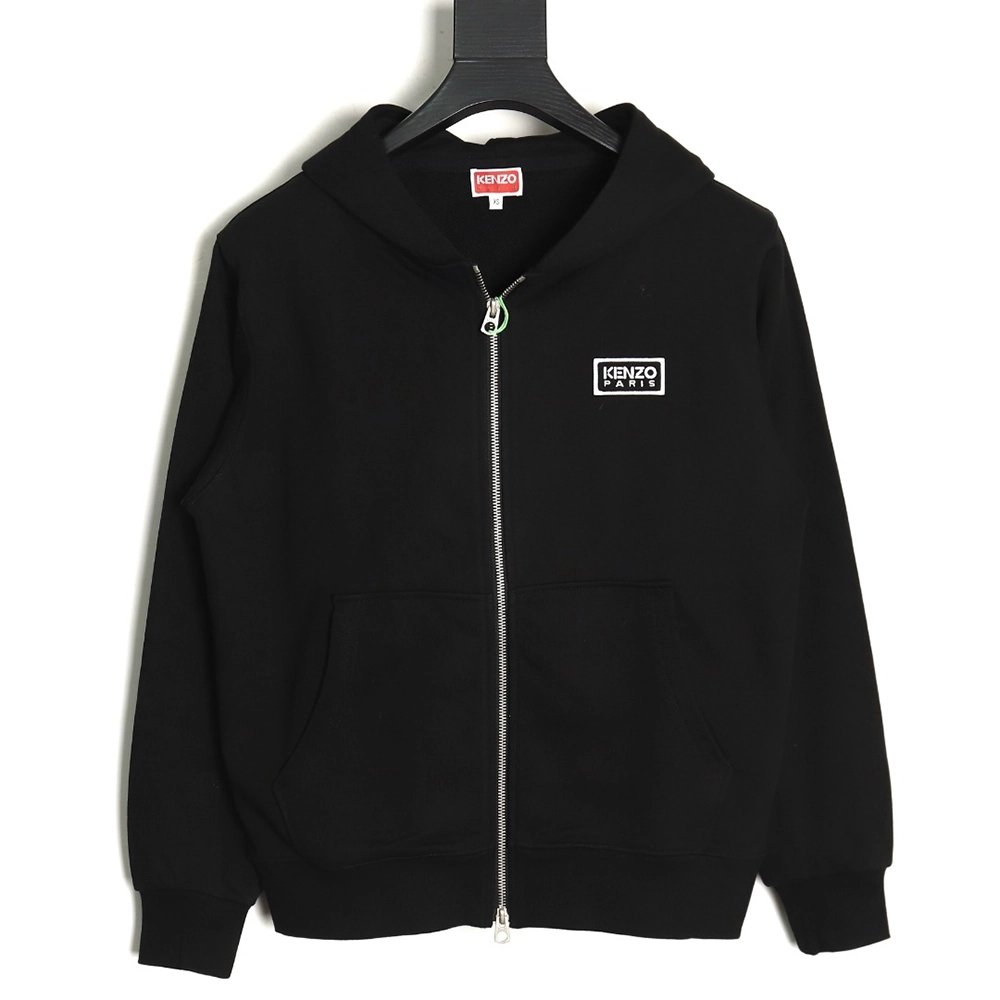 Kenzo black and white lettering zipup hooded jacket,Kenzo Jacket,Jacket,APPAREL
