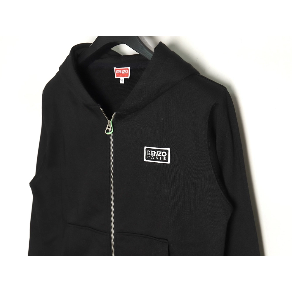 Kenzo black and white lettering zipup hooded jacket,Kenzo Jacket,Jacket,APPAREL