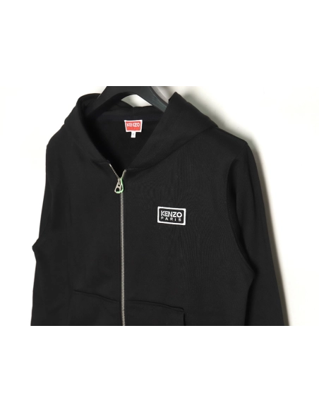Kenzo black and white lettering zipup hooded jacket,Kenzo Jacket,Jacket,APPAREL