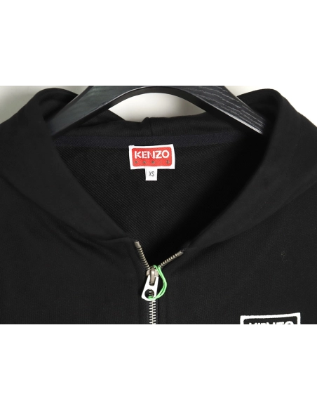 Kenzo black and white lettering zipup hooded jacket,Kenzo Jacket,Jacket,APPAREL
