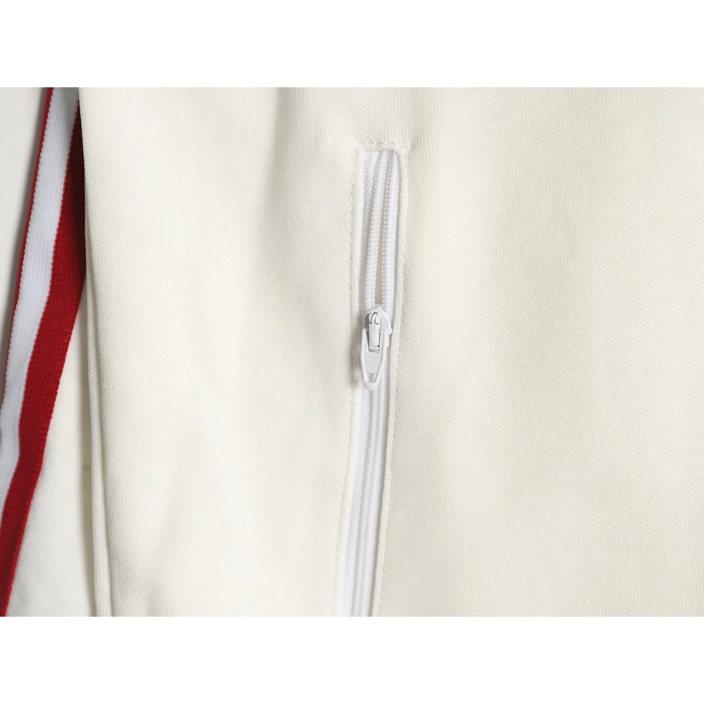 GUCCI ADIDAS joint white and red color matching ribbon zipper jacket,Gucci Jacket,Jacket,APPAREL