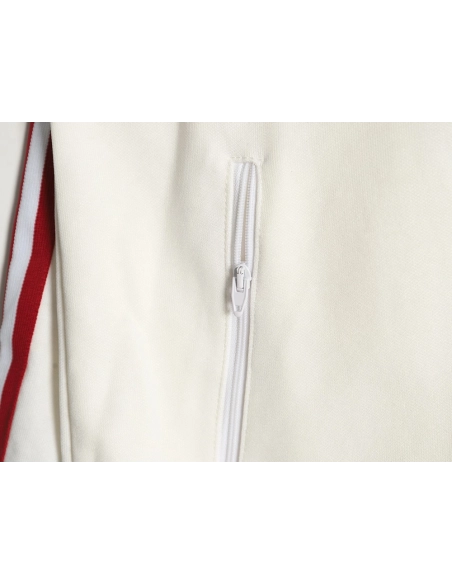 GUCCI ADIDAS joint white and red color matching ribbon zipper jacket,Gucci Jacket,Jacket,APPAREL