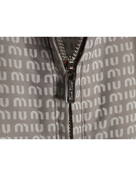 Miu Miu all over printed nylon hooded windbreaker jacket,Miu Miu Jacket,Jacket,APPAREL