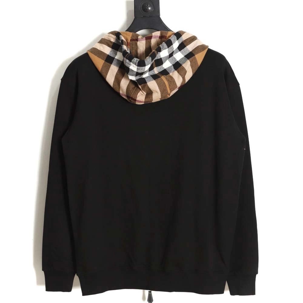 Burberry BBR 22FW plaid patchwork zipper hooded jacket,Burberry Jacket,Jacket,APPAREL