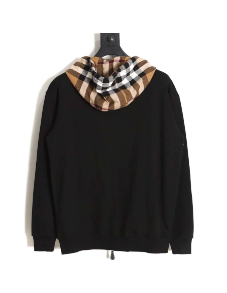 Burberry BBR 22FW plaid patchwork zipper hooded jacket,Burberry Jacket,Jacket,APPAREL