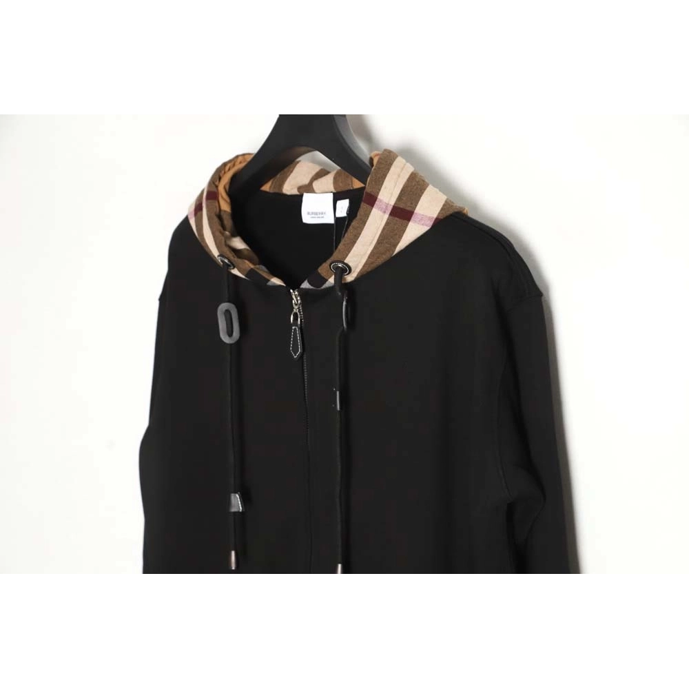 Burberry BBR 22FW plaid patchwork zipper hooded jacket,Burberry Jacket,Jacket,APPAREL