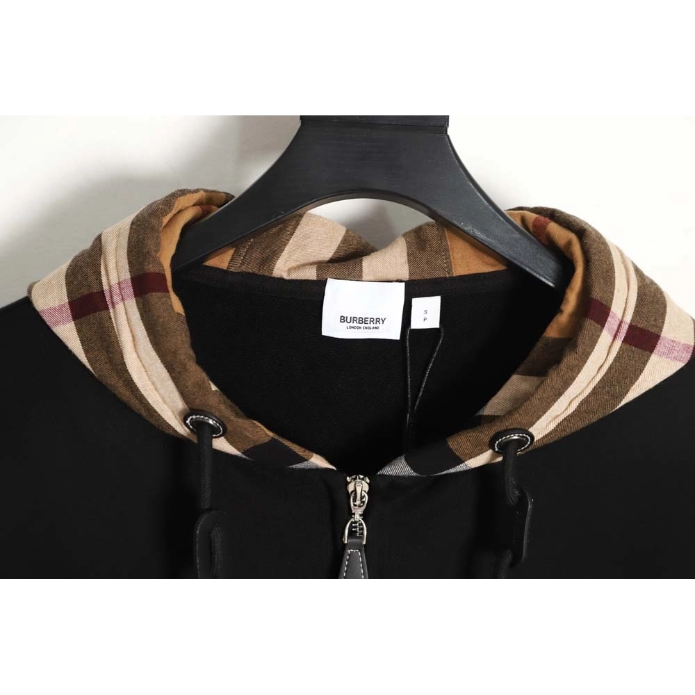 Burberry BBR 22FW plaid patchwork zipper hooded jacket,Burberry Jacket,Jacket,APPAREL
