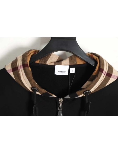 Burberry BBR 22FW plaid patchwork zipper hooded jacket,Burberry Jacket,Jacket,APPAREL