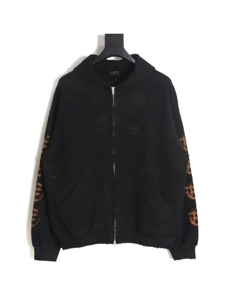 Balenciaga Balenciaga 23FW Sanskrit muddyed distressed zipper hooded jacket,Balenciaga Jacket,Jacket,APPAREL
