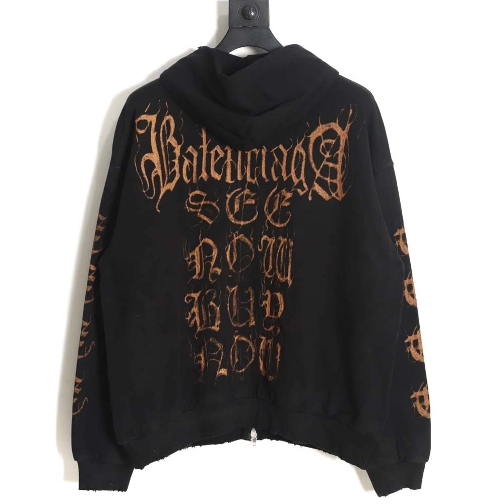 Balenciaga Balenciaga 23FW Sanskrit muddyed distressed zipper hooded jacket,Balenciaga Jacket,Jacket,APPAREL