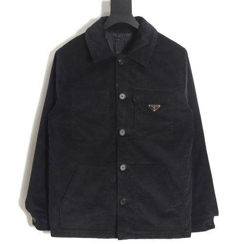 PRADA 23FW pocket corduroy longsleeved shirt jacket navy blue,Prada Jacket,Jacket,APPAREL