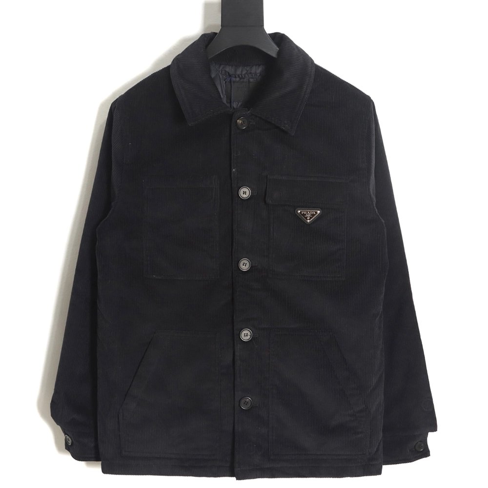PRADA 23FW pocket corduroy longsleeved shirt jacket navy blue,Prada Jacket,Jacket,APPAREL