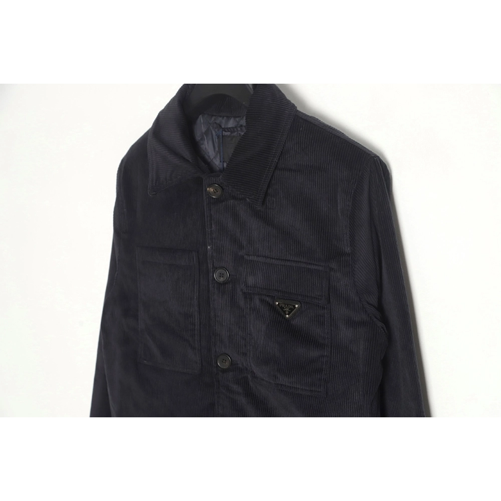 PRADA 23FW pocket corduroy longsleeved shirt jacket navy blue,Prada Jacket,Jacket,APPAREL