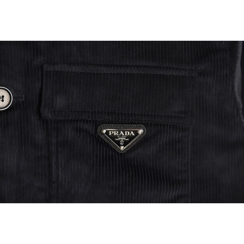 PRADA 23FW pocket corduroy longsleeved shirt jacket navy blue,Prada Jacket,Jacket,APPAREL