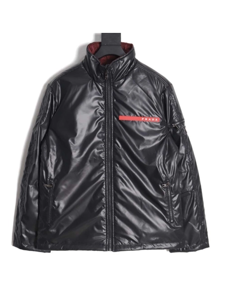 Prada 23Fw red striped cotton jacket_CM_1,Prada Jacket,Jacket,APPAREL