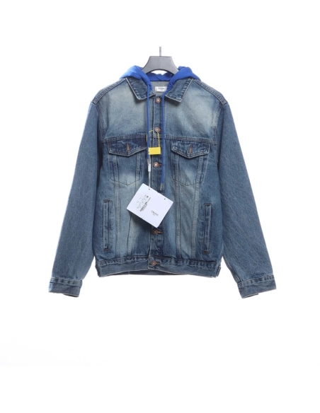 Selena Fake Two Piece Hooded Denim Jacket,Celine Jacket,Jacket,APPAREL