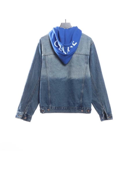 Selena Fake Two Piece Hooded Denim Jacket,Celine Jacket,Jacket,APPAREL