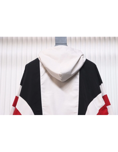 Balenciaga 3B red and white patchwork hooded jacket,Balenciaga Jacket,Jacket,APPAREL