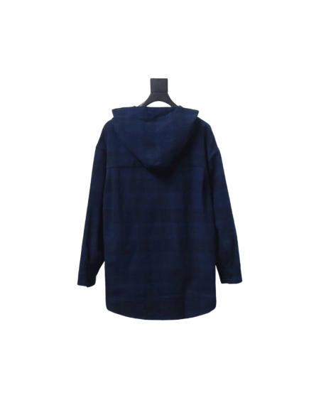 Balenciaga Flannel Check Hooded Jacket,Balenciaga Jacket,Jacket,APPAREL