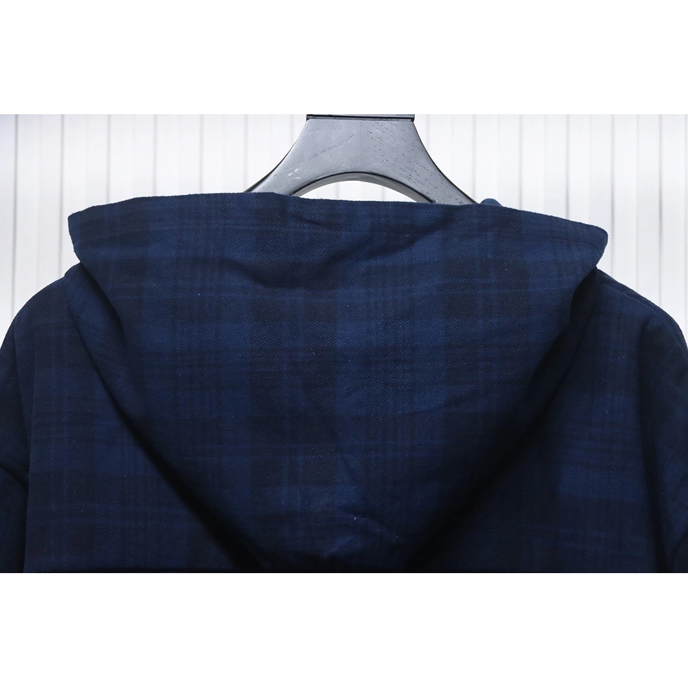 Balenciaga Flannel Check Hooded Jacket,Balenciaga Jacket,Jacket,APPAREL