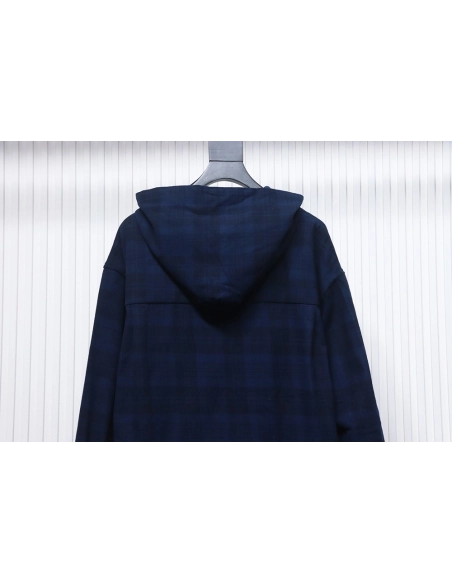 Balenciaga Flannel Check Hooded Jacket,Balenciaga Jacket,Jacket,APPAREL