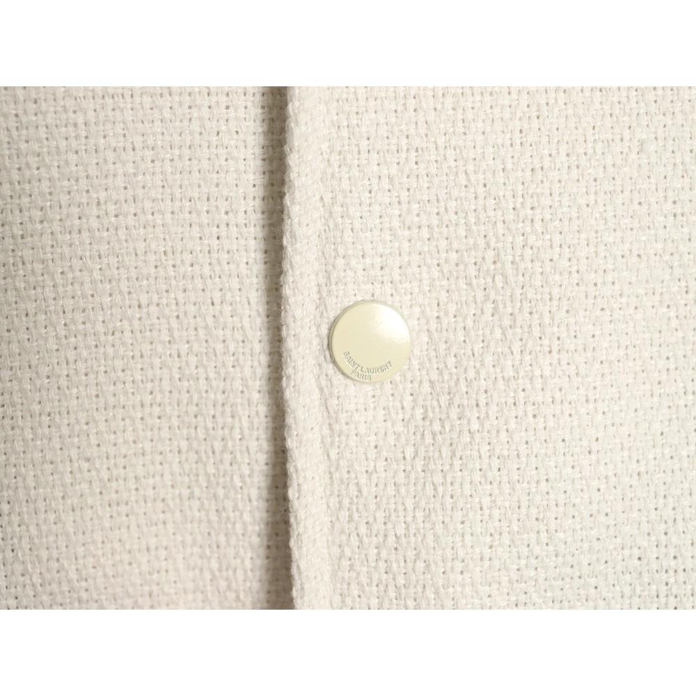 Saint Laurent Paris black and white leather baseball collar jacket,Saint Laurent Jacket,Jacket,APPAREL