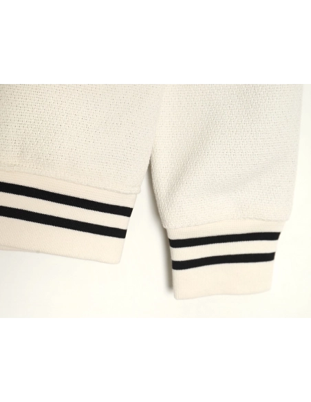 Saint Laurent Paris black and white leather baseball collar jacket,Saint Laurent Jacket,Jacket,APPAREL