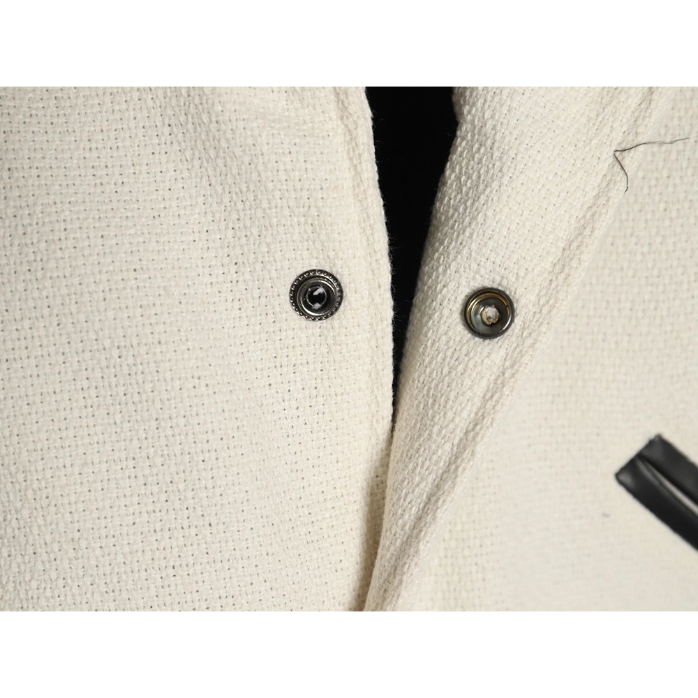 Saint Laurent Paris black and white leather baseball collar jacket,Saint Laurent Jacket,Jacket,APPAREL