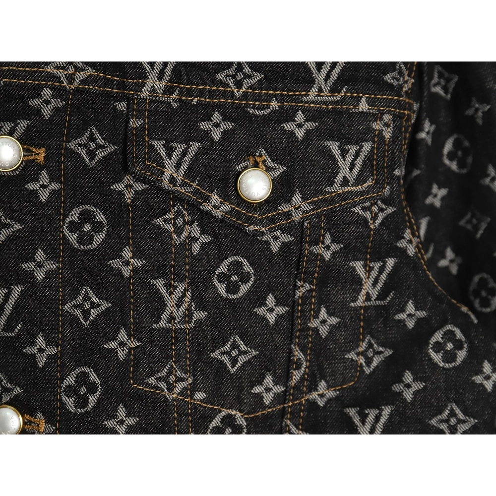 Louis Vuitton FA allover printed peak collar denim jacket,Louis Vuitton Jacket,Jacket,APPAREL