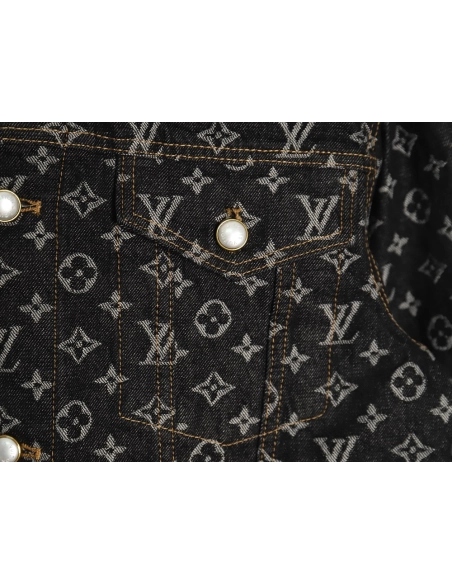 Louis Vuitton FA allover printed peak collar denim jacket,Louis Vuitton Jacket,Jacket,APPAREL
