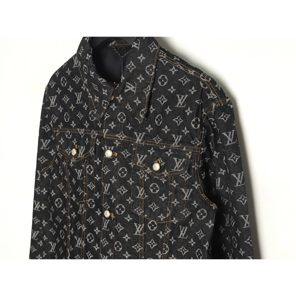 Louis Vuitton FA allover printed peak collar denim jacket,Louis Vuitton Jacket,Jacket,APPAREL