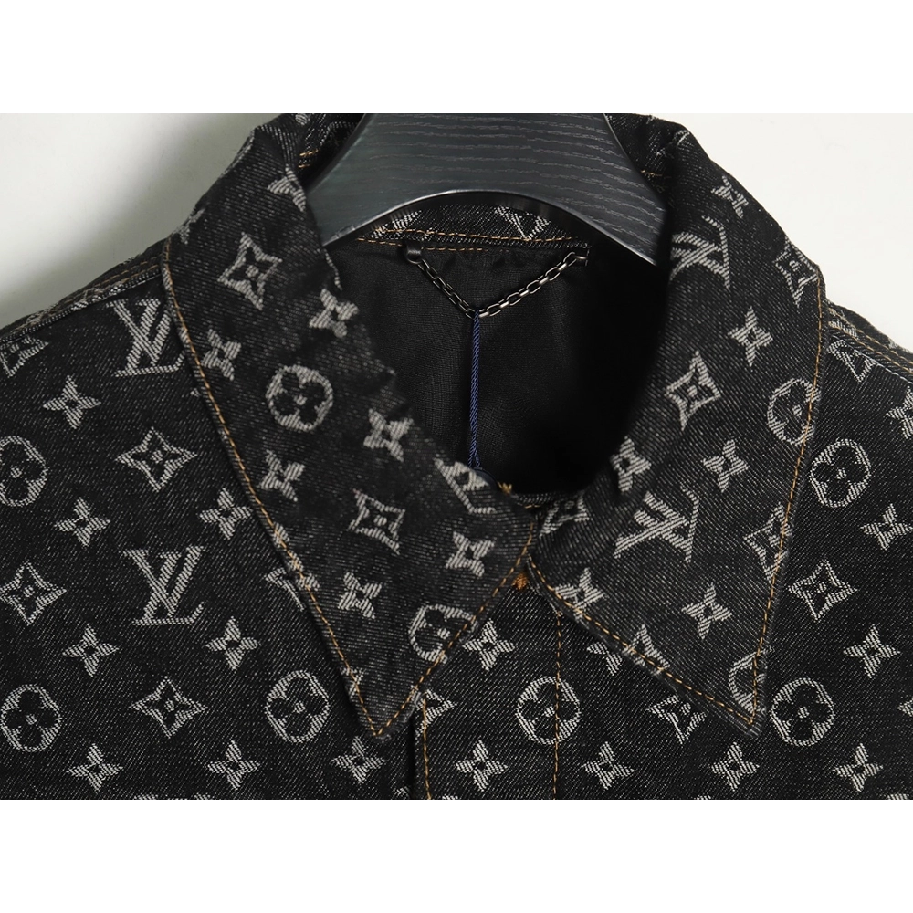 Louis Vuitton FA allover printed peak collar denim jacket,Louis Vuitton Jacket,Jacket,APPAREL
