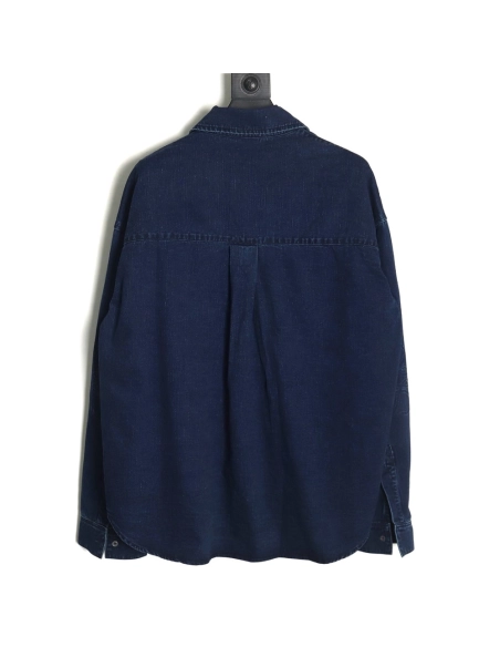 Loewe denim shirt jacket with elbow embroidered logo,Loewe Jacket,Jacket,APPAREL