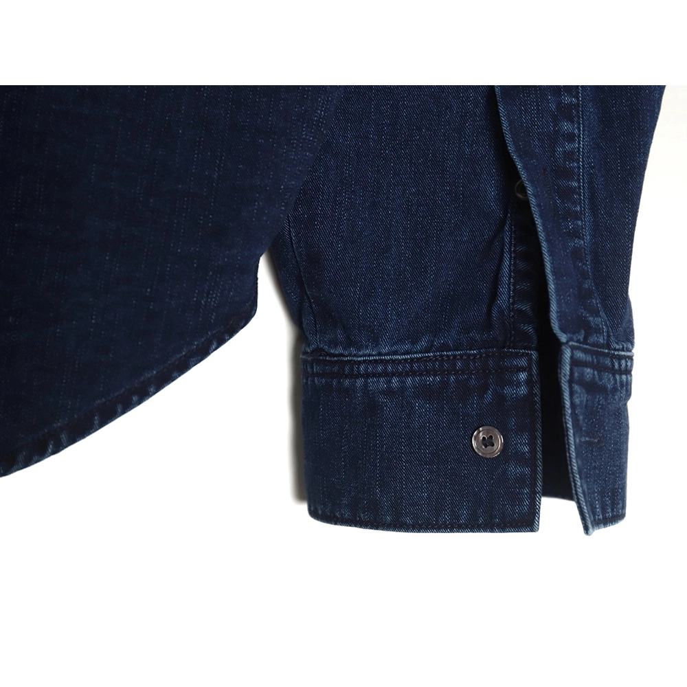 Loewe denim shirt jacket with elbow embroidered logo,Loewe Jacket,Jacket,APPAREL