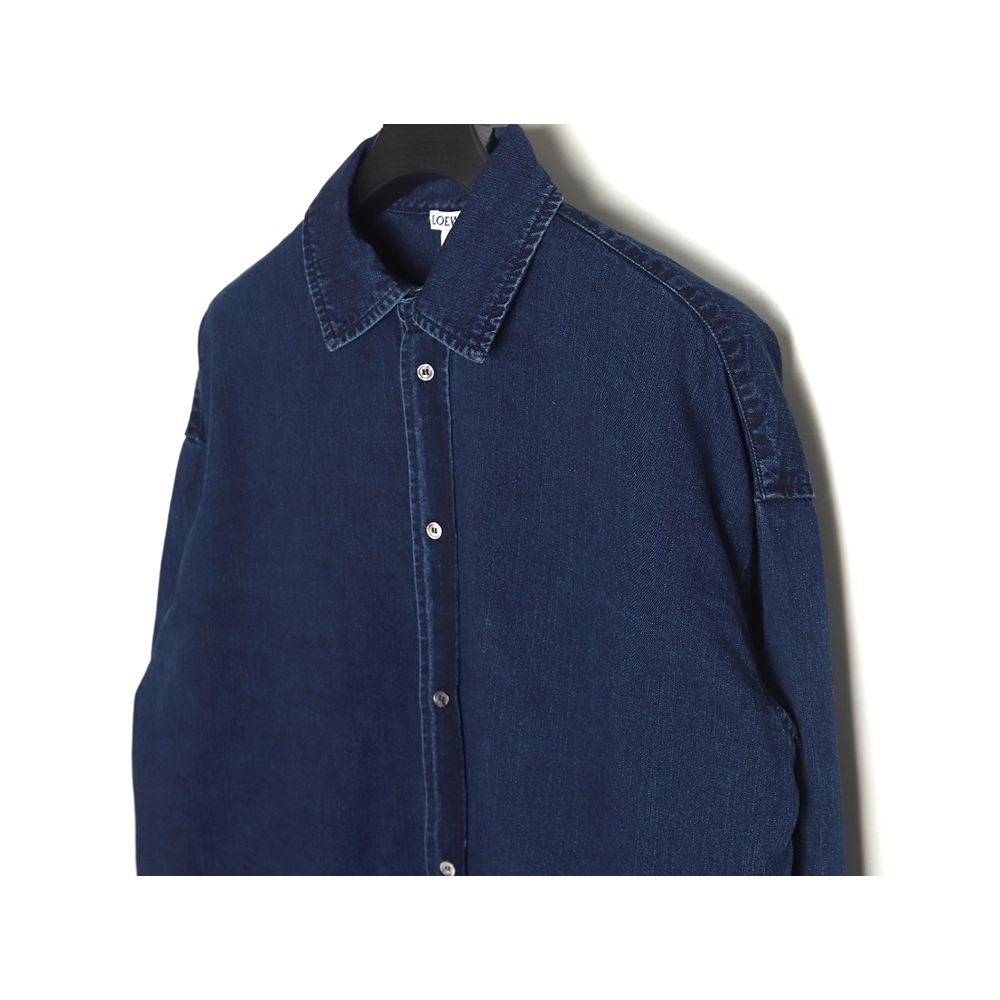 Loewe denim shirt jacket with elbow embroidered logo,Loewe Jacket,Jacket,APPAREL