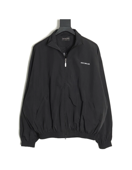 Balenciaga mirrored lettering embroidered windbreaker jacket TSK1,Balenciaga Jacket,Jacket,APPAREL