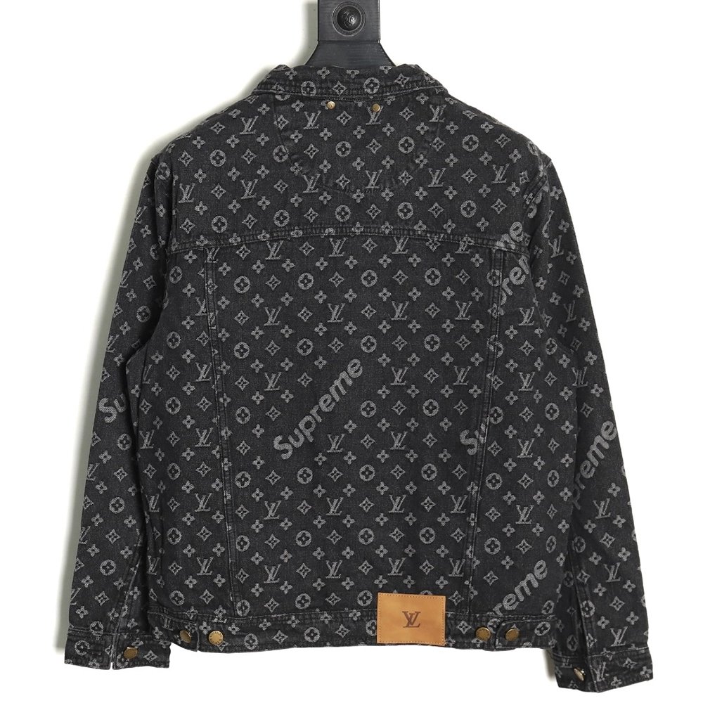 Louis vuitton Supreme joint full print denim jacket TSK1,Louis Vuitton Jacket,Jacket,APPAREL