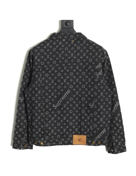 Louis vuitton Supreme joint full print denim jacket TSK1,Louis Vuitton Jacket,Jacket,APPAREL