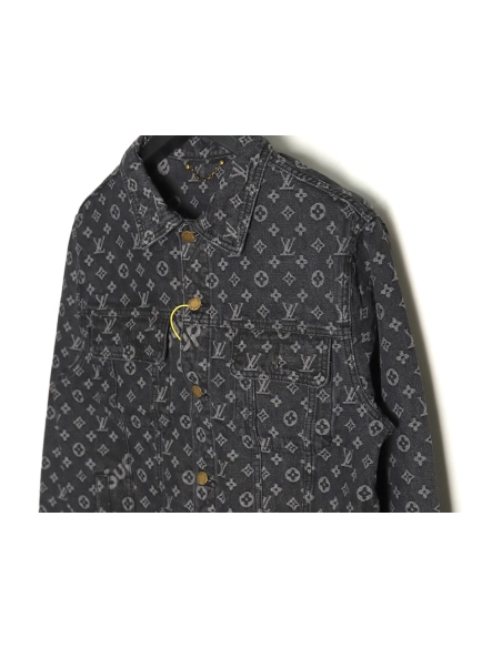 Louis vuitton Supreme joint full print denim jacket TSK1,Louis Vuitton Jacket,Jacket,APPAREL