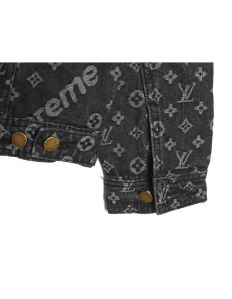 Louis vuitton Supreme joint full print denim jacket TSK1,Louis Vuitton Jacket,Jacket,APPAREL