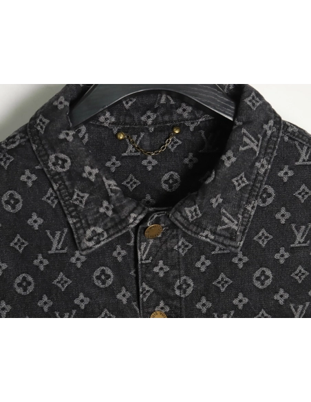 Louis vuitton Supreme joint full print denim jacket TSK1,Louis Vuitton Jacket,Jacket,APPAREL
