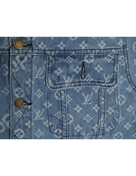 Louis vuitton Supreme joint full print denim jacket,Louis Vuitton Jacket,Jacket,APPAREL