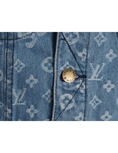 Louis vuitton Supreme joint full print denim jacket,Louis Vuitton Jacket,Jacket,APPAREL