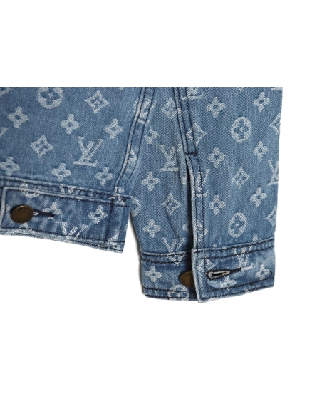 Louis vuitton Supreme joint full print denim jacket,Louis Vuitton Jacket,Jacket,APPAREL